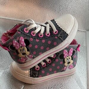 Disney Minnie Girls High Top Denim Sneakers Size 7